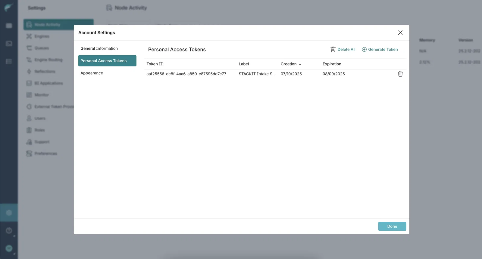 Screenshot of the UI for PAT Creation